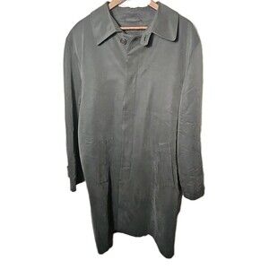 Vtg Brooks Brothers Trench Car Overcoat Mens Zip Out Liner 40R Drab Green
